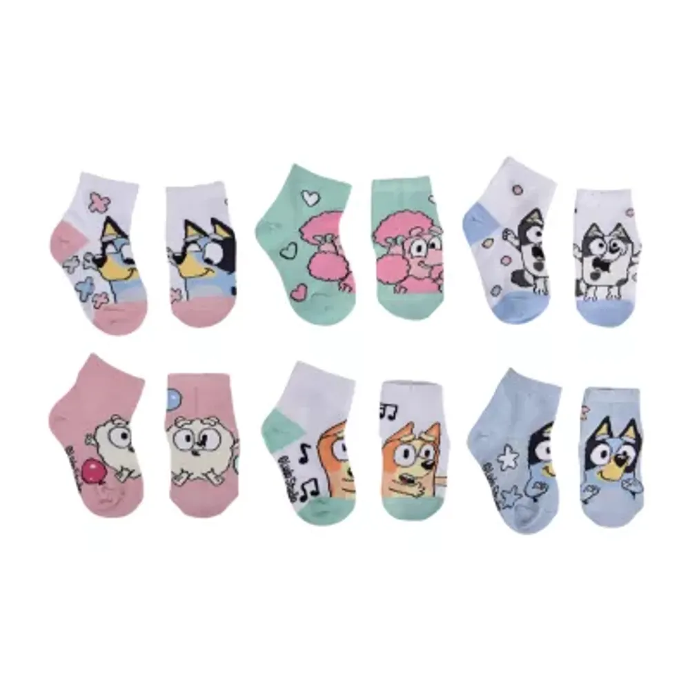 Toddler Girls 6 Pair Bluey Quarter Socks