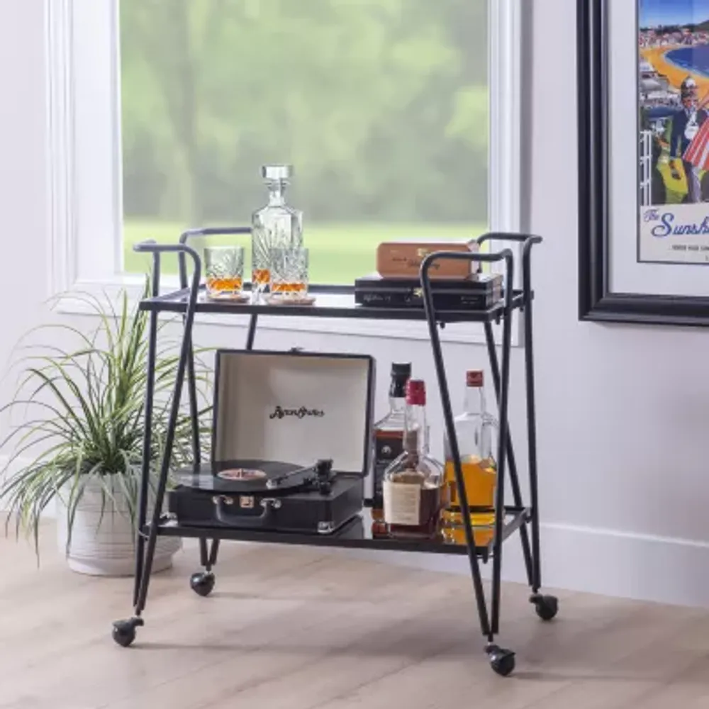 Hera Glass-Top Bar Cart