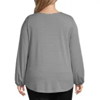 Liz Claiborne Plus Womens V Neck Long Sleeve Blouse