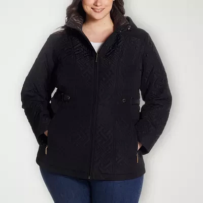 Gallery Womens Plus Removable Hood Midweight Quilted Jacket