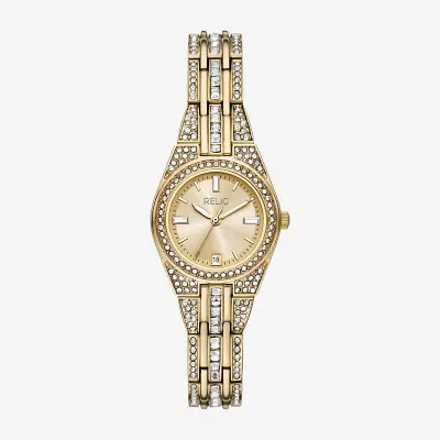 Relic By Fossil Womens Gold Tone Bracelet Watch Zr12672