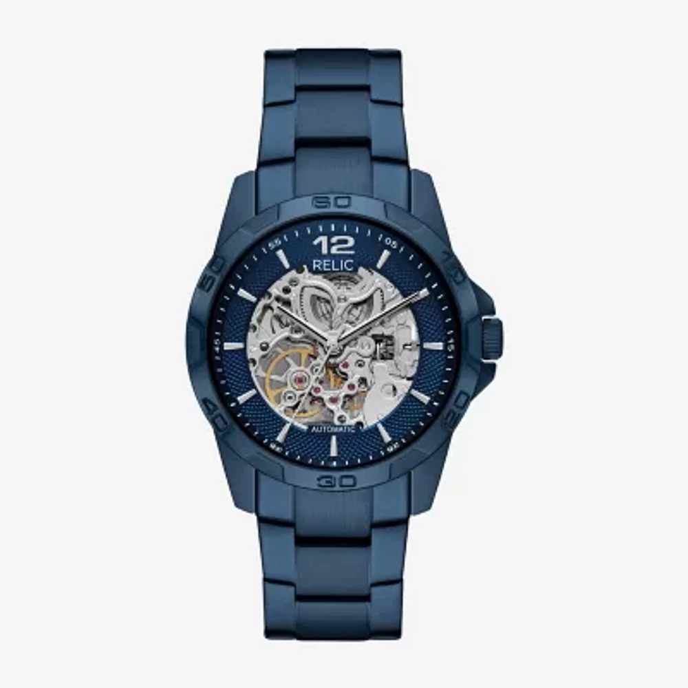 Relic By Fossil Mens Automatic Blue Stainless Steel Bracelet Watch Zr16032