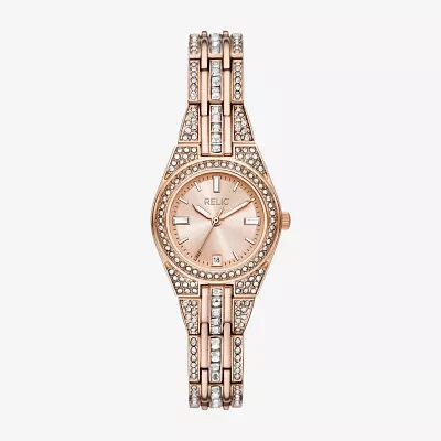 Relic By Fossil Womens Rose Goldtone Bracelet Watch Zr12671