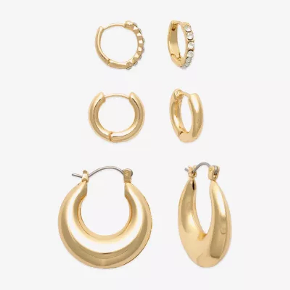 Mixit Hypoallergenic Gold Tone 3 Pair Earring Set