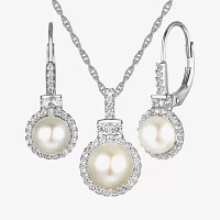 Dyed White Cultured Freshwater Pearl Sterling Silver 2-pc. Jewelry Set