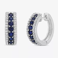 Lab Created Blue Sapphire Sterling Silver 19.5mm Hoop Earrings