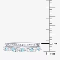 Womens Blue Aquamarine Sterling Silver Stackable Ring