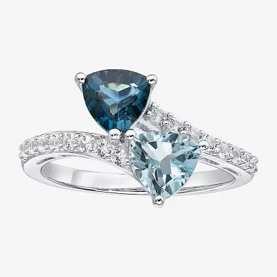 Womens Blue Topaz Sterling Silver Cocktail Ring