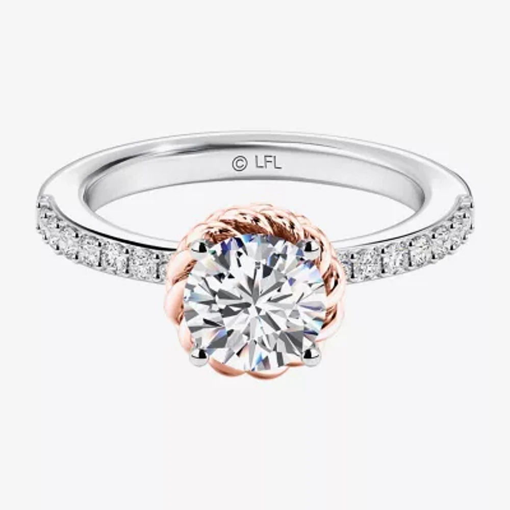 Star Wars Fine Jewelry Princess Leia" (G / I1)" Womens 1 7/8 CT. T.W. Lab Grown White Diamond 14K Two Tone Gold Round Side Stone Engagement Ring