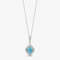 Enchanted Disney Fine Jewelry Womens 1/6 CT. T.W. Genuine Blue Topaz Sterling Silver Aladdin Jasmine Pendant Necklace