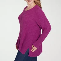 Hearts Of Palm Plus Womens Long Sleeve Pullover Sweater