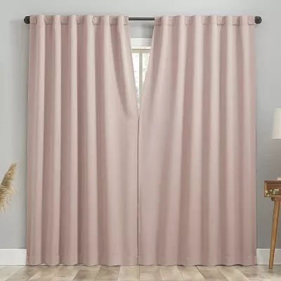 Sun Zero Aria Magnetic Closure 100% Blackout Back Tab Set of 2 Curtain Panel