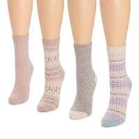 Muk Luks Holiday Womens 4 Pair Boot Socks