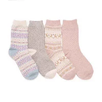 Muk Luks Holiday Womens 4 Pair Boot Socks