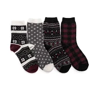 Muk Luks Holiday Womens 4 Pair Boot Socks