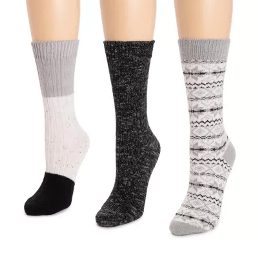 Muk Luks Microfiber Womens 3 Pair Boot Socks