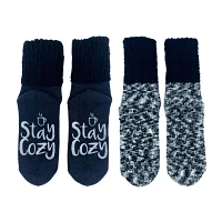 Cozy Mid Crew Womens 2 Pair Slipper Socks