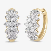 1 CT. T.W. White Diamond 10K Gold 16.1mm Hoop Earrings