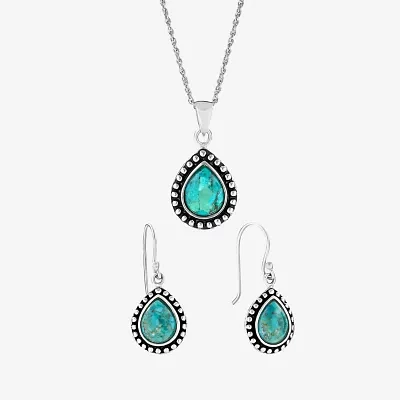 Blue Turquoise Sterling Silver 2-pc. Jewelry Set