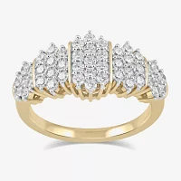 (H / I1-I2) Womens 1 CT. T.W. Lab Grown White Diamond 14K Gold Over Silver Cocktail Ring