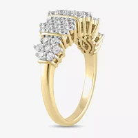 (H / I1-I2) Womens 1 CT. T.W. Lab Grown White Diamond 14K Gold Over Silver Cocktail Ring