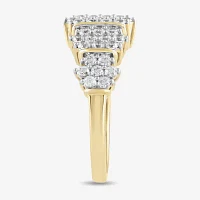 (H / I1-I2) Womens 1 CT. T.W. Lab Grown White Diamond 14K Gold Over Silver Cocktail Ring