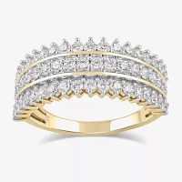 (H / I1-I2) Womens 1 CT. T.W. Lab Grown White Diamond 14K Gold Over Silver Cocktail Ring