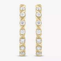 1/2 CT. T.W. Lab Grown White Diamond 14K Gold Over Silver 28.2mm Hoop Earrings