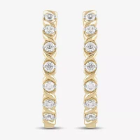 Womens 1 CT. T.W. Lab Grown White Diamond 14K Gold Over Silver Sterling Silver 28.2mm Hoop Earrings