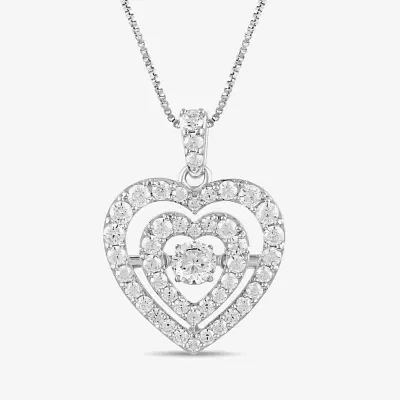 Womens 1/ CT. T.W. Lab Grown White Diamond Sterling Silver Heart Pendant Necklace