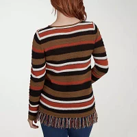 Hearts Of Palm Womens Crew Neck Long Sleeve Striped Pullover Sweater