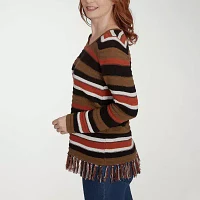 Hearts Of Palm Womens Crew Neck Long Sleeve Striped Pullover Sweater