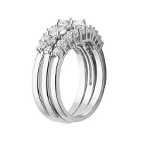 DiamonArt® Cubic Zirconia Sterling Silver 3-Stone Bridal Ring Set