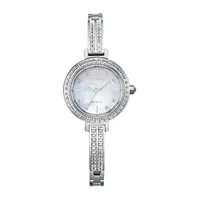 Citizen Eco-Drive Womens Crystal Accent Silver Tone Stainless Steel Bracelet Watch Em0860-51d