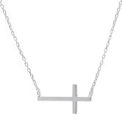 Silver Treasures Sterling Silver 16 Inch Cable Cross Pendant Necklace