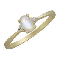 Silver Treasures Opal 14K Gold Over Oval Delicate Cocktail Ring