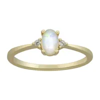 Silver Treasures Opal 14K Gold Over Oval Delicate Cocktail Ring