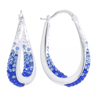 Sparkle Allure Womens Blue Crystal 32mm Hoop Earrings