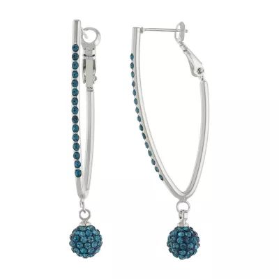 Sparkle Allure Womens Crystal 55mm Hoop Earrings