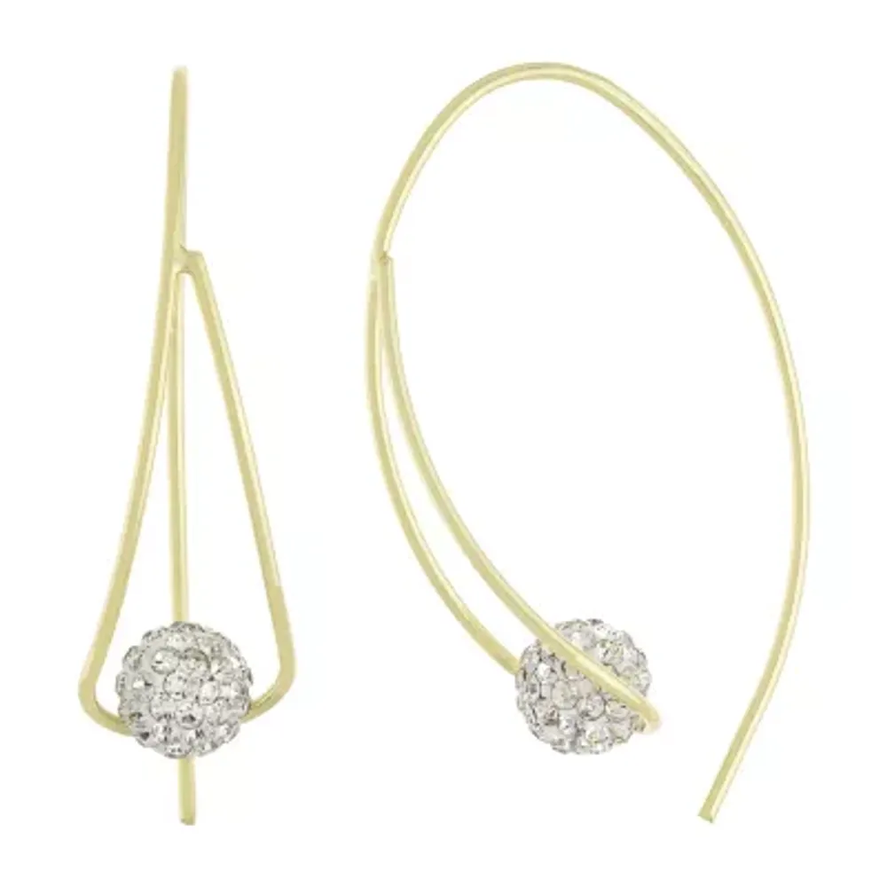 Sparkle Allure Crystal 14K Gold Over Brass Hoop Earrings