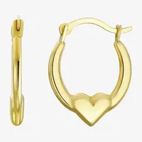10K Gold 16mm Heart Hoop Earrings