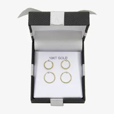 10K Gold 2 Pair Earring Set