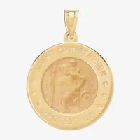 Saint Christopher Unisex Adult 14K Gold Round Pendant