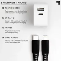 Sharper Image 30W Type C and A with Charging Cable Portable Adapter