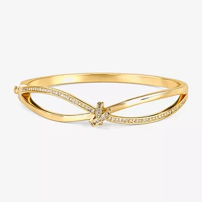 Sparkle Allure 18K Gold Over Brass Knot Bangle Bracelet