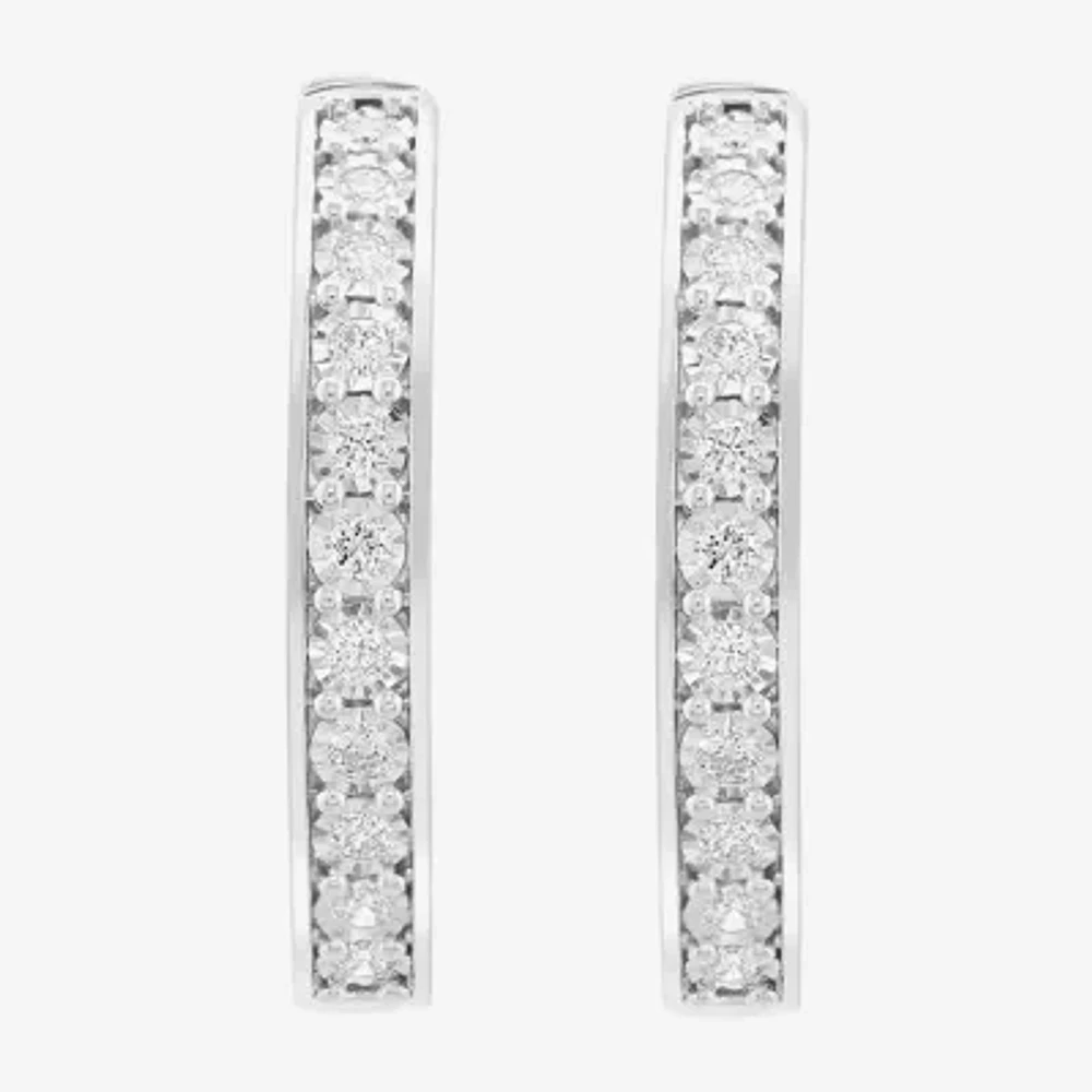 Effy  (G / Si1) 1 CT. T.W. Lab Grown White Diamond Sterling Silver 1.3mm Hoop Earrings