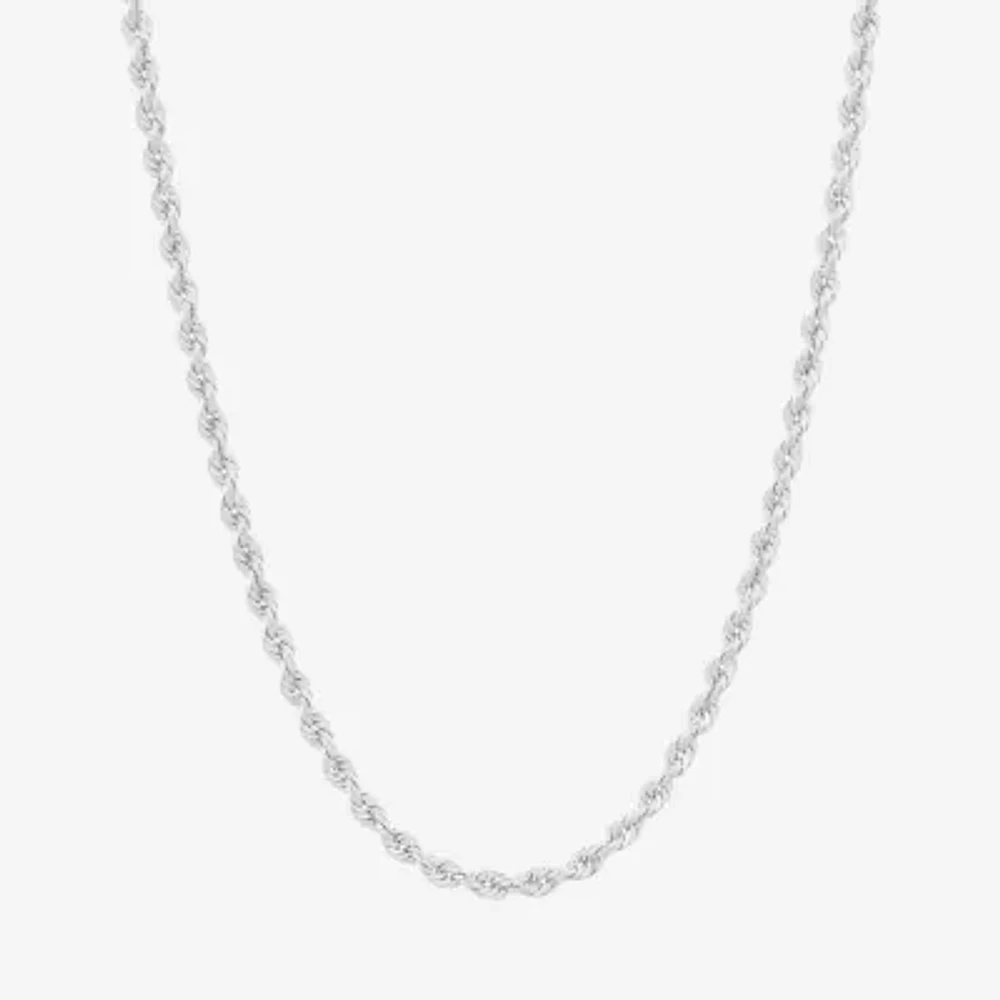 14K White Gold Inch Hollow Rope Chain Necklace