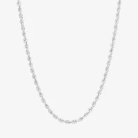 14K White Gold Inch Hollow Rope Chain Necklace