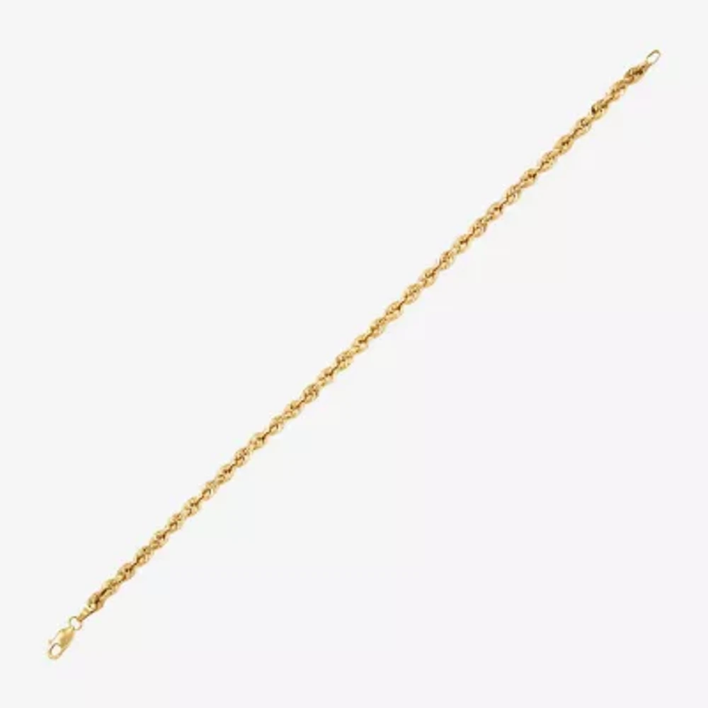 14K Gold 8 1/2 Inch Hollow Rope Chain Bracelet