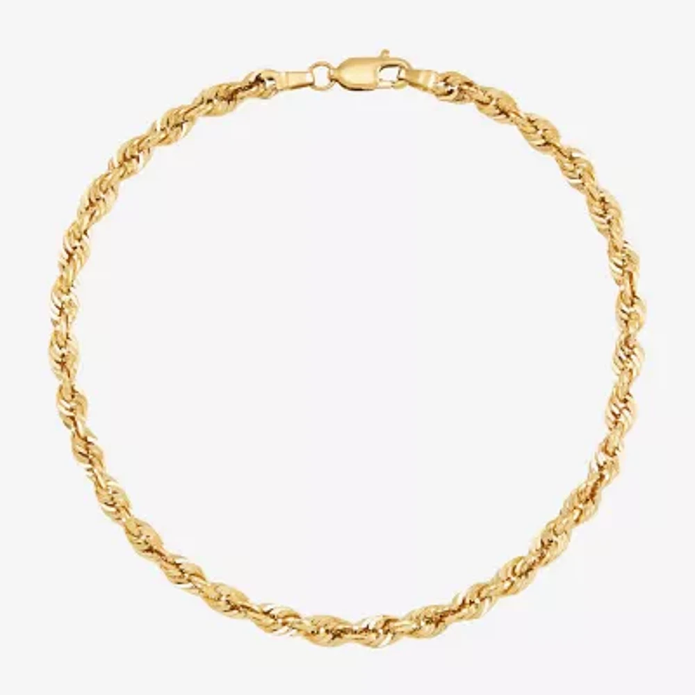 14K Gold 8 1/2 Inch Hollow Rope Chain Bracelet